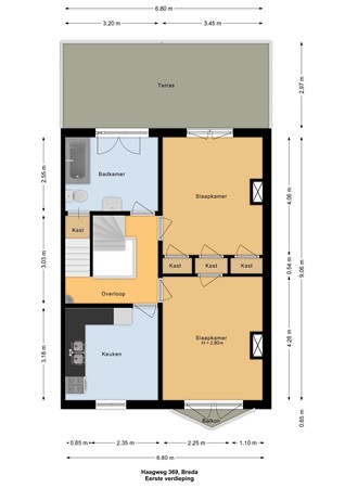 Floor plan - Haagweg 369, 4813 XC Breda 